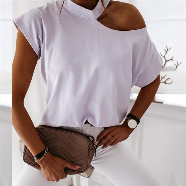 women's t-shirt women tshirt off shoulder short sleeve halter summer solid color fashion ladies casual t shirts, White
women's t-shirt women tshirt off shoulder short sleeve halter summer solid color fashion ladies casual t shirts, White