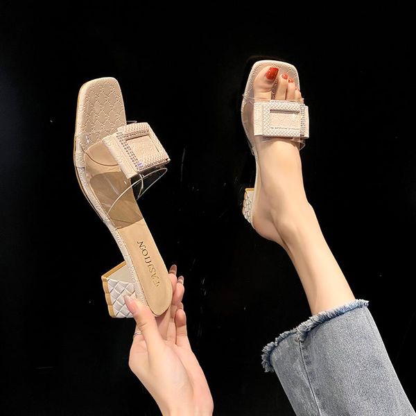 slippers celebrity crystal square buckle clear women 2021 flip flops summer shoes transparent sandalias chunky high heels slides, Black
slippers celebrity crystal square buckle clear women 2021 flip flops summer shoes transparent sandalias chunky high heels slides, Black