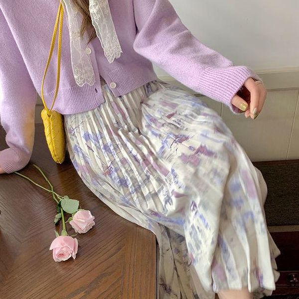 women 2021 spring summer fashion printed pleated skirts female mid-long loose ladies high waist thin e224, Black
women 2021 spring summer fashion printed pleated skirts female mid-long loose ladies high waist thin e224, Black