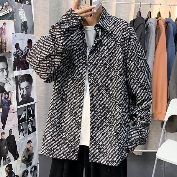 men's casual shirts spring and summer loose shirt korean version of harajuku oversized long-sleeved fashion button top, White;black
men's casual shirts spring and summer loose shirt korean version of harajuku oversized long-sleeved fashion button top, White;black