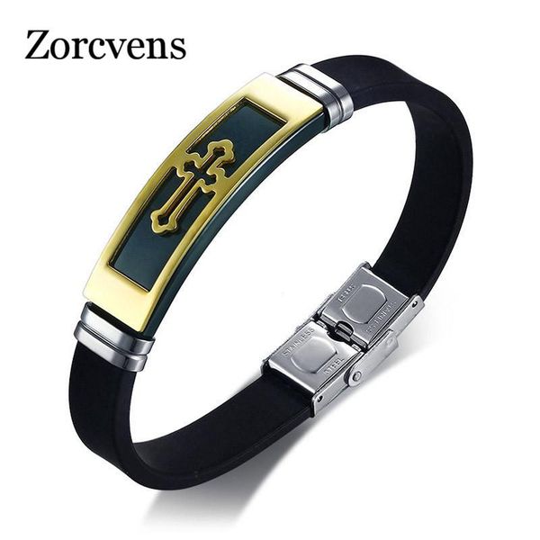 link, chain zorcvens casual gold color cross for man bangle silicone stainless steel male prayer jewelry, Black
link, chain zorcvens casual gold color cross for man bangle silicone stainless steel male prayer jewelry, Black