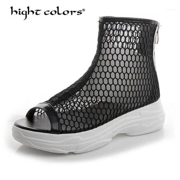 boots hight colors brand summer hollow out fish head cool zipper side wedges ankle screen cloth high heels 183211, Black
boots hight colors brand summer hollow out fish head cool zipper side wedges ankle screen cloth high heels 183211, Black