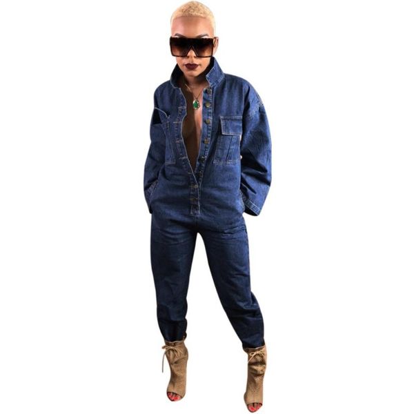women's jumpsuits & rompers autumn winter women flare sleeve turn down collar denim bandage romper solid blue casual loose jean jumpsui, Black;white
women's jumpsuits & rompers autumn winter women flare sleeve turn down collar denim bandage romper solid blue casual loose jean jumpsui, Black;white