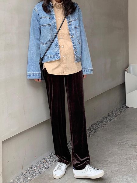 men's pants legged woman 2021 dress chic high waist leisure time easy to mop the floor dropping trousers directly cuffless, Black
men's pants legged woman 2021 dress chic high waist leisure time easy to mop the floor dropping trousers directly cuffless, Black