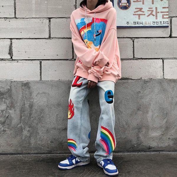 men's jeans high street printed fashion brand ins straight tube loose hiphop, Blue
men's jeans high street printed fashion brand ins straight tube loose hiphop, Blue