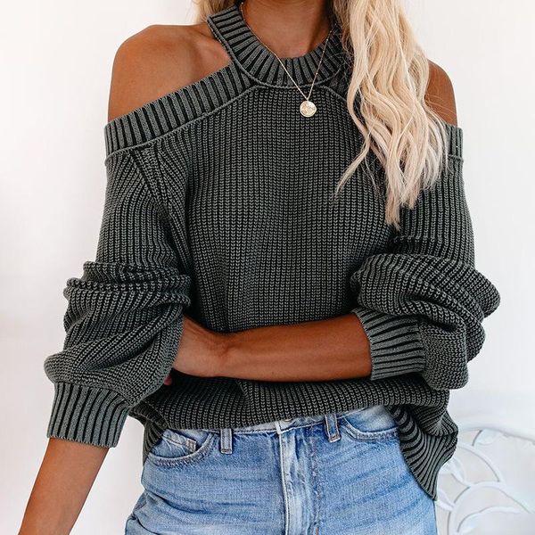 women's sweaters 2021 knit sweater women hanging neck off shoulder loose pullover autumn winter casual solid color long sleeve, White;black 
women's sweaters 2021 knit sweater women hanging neck off shoulder loose pullover autumn winter casual solid color long sleeve, White;black
