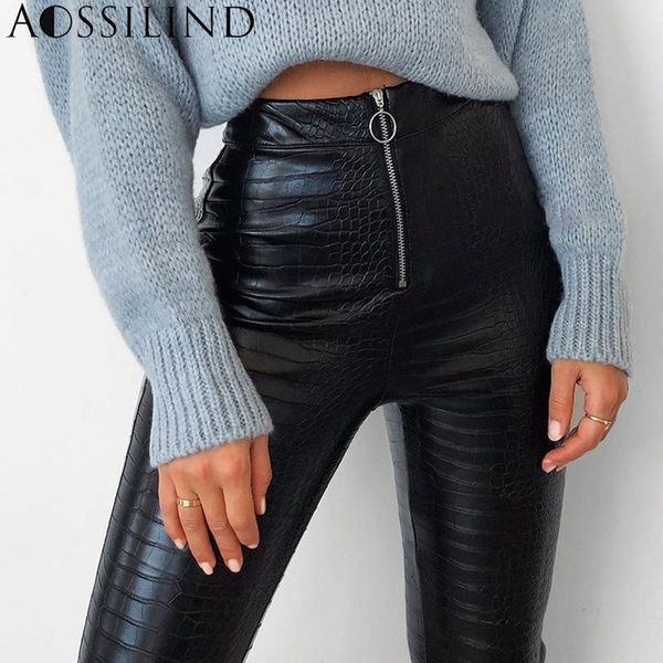 women's pants & capris aossilind black high waist faux leather pencil women casual elegant front zipper streetwear trousers, Black;white
women's pants & capris aossilind black high waist faux leather pencil women casual elegant front zipper streetwear trousers, Black;white