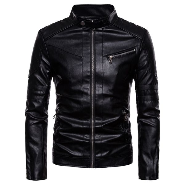 fashion leather men's autumn 2021 solid color washing motorcycle jacket with stand collar and pu, Black
fashion leather men's autumn 2021 solid color washing motorcycle jacket with stand collar and pu, Black