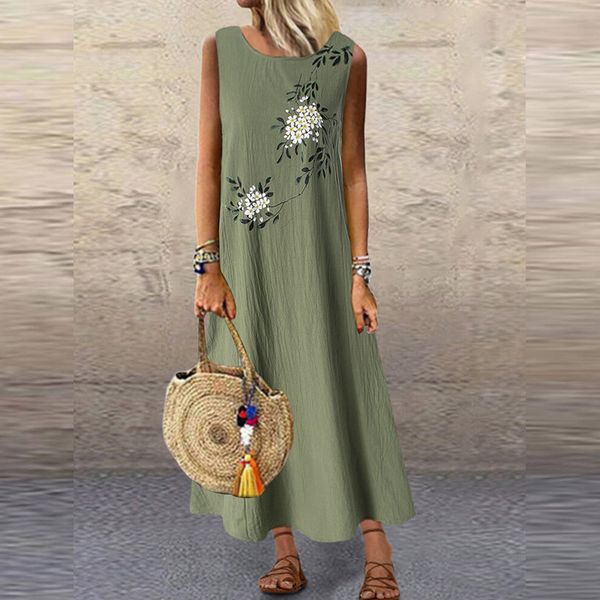 fashion dress 2021 sleeve less casual print round neck long loose skirt, Black;pink
fashion dress 2021 sleeve less casual print round neck long loose skirt, Black;pink