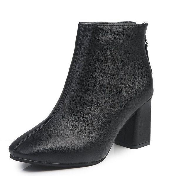boots solid black leather fad winter women's shoes thick heels square head ankle zipper plus size
boots solid black leather fad winter women's shoes thick heels square head ankle zipper plus size