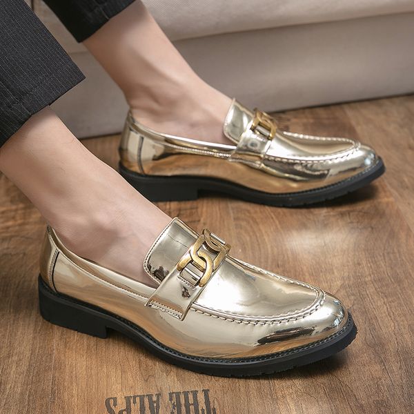 business shoes luxury brand leather shoes office shoes men flats patent leather gold glitter wedding banquet loafers, Black
business shoes luxury brand leather shoes office shoes men flats patent leather gold glitter wedding banquet loafers, Black