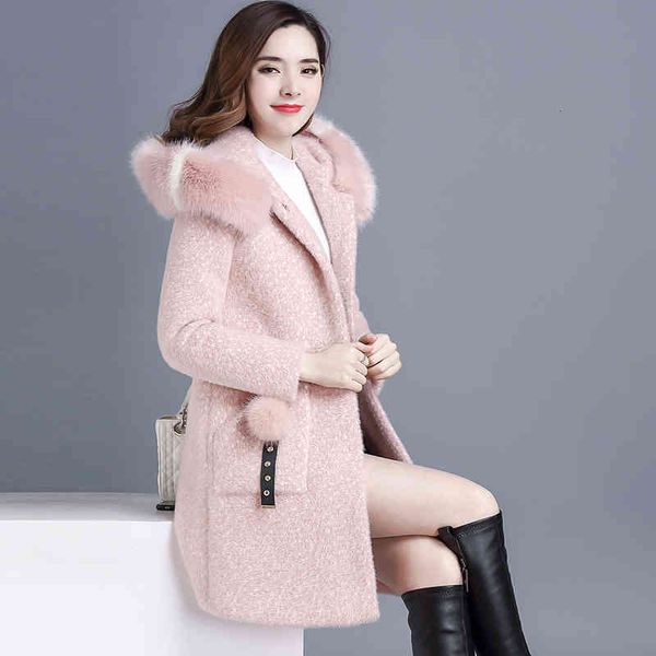 women's wool & blends kmetram 2021 faux fur coat female woolen coats winter jacket collar thicken parka korean long jackets 4xl my4281, Black
women's wool & blends kmetram 2021 faux fur coat female woolen coats winter jacket collar thicken parka korean long jackets 4xl my4281, Black