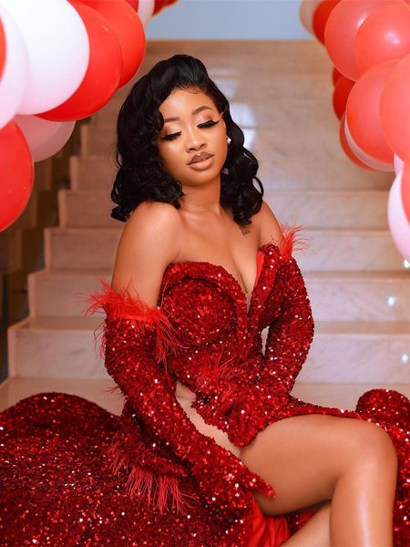 2021 red satin evening dresses for women high split sequins feather mermaid prom party gowns long wrap formal robe de soirée, Black;red
2021 red satin evening dresses for women high split sequins feather mermaid prom party gowns long wrap formal robe de soirée, Black;red