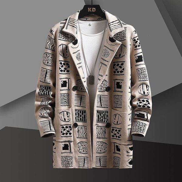 men's sweaters designer graffiti grid cardigan men long coat knit jacket double breasted korean streetwear sweater hombre botones, White;black
men's sweaters designer graffiti grid cardigan men long coat knit jacket double breasted korean streetwear sweater hombre botones, White;black