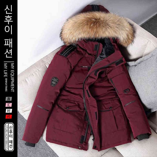 -30 degrees winter warm down jacket mens white duck parkas coat fur collar couple slim thick outerwear snow overcoat hommes, Black
-30 degrees winter warm down jacket mens white duck parkas coat fur collar couple slim thick outerwear snow overcoat hommes, Black