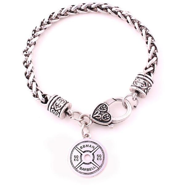 charm bracelets wheat link chain bracelet barbell shape design train hard or go home written sporty feeling zinc alloy drop, Golden;silver
charm bracelets wheat link chain bracelet barbell shape design train hard or go home written sporty feeling zinc alloy drop, Golden;silver
