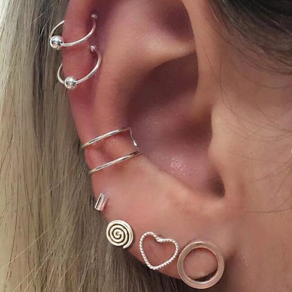 stud bohemia heart earrings for women creative vintage simple spiral geometry arete set gift earings fashion jewelry 2021, Golden;silver
stud bohemia heart earrings for women creative vintage simple spiral geometry arete set gift earings fashion jewelry 2021, Golden;silver