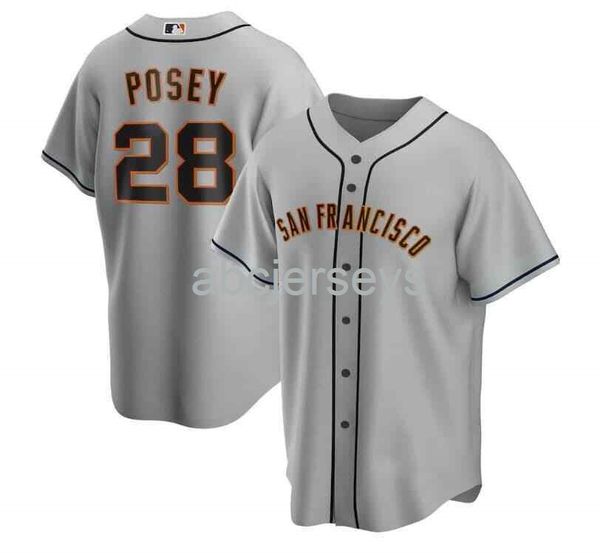 buster posey #28 gray baseball jersey xs-6xl, Black