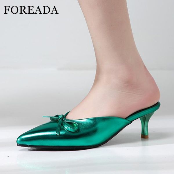 dress shoes foreada women mules high heels patent leather thin bow pointed toe pumps female spring green large size 34-46, Black
dress shoes foreada women mules high heels patent leather thin bow pointed toe pumps female spring green large size 34-46, Black