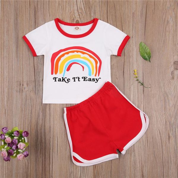 summer casual girl\u2021s short-sleeved and shorts set , rainbow letter round neck t-shirt solid color short pants clothing sets, White
summer casual girl\u2021s short-sleeved and shorts set , rainbow letter round neck t-shirt solid color short pants clothing sets, White
