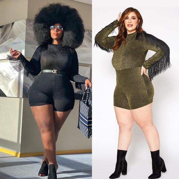 women's jumpsuits & rompers sparkling women chic solid short 2021 spring latest plus size o-neck long sleeve high elastic tassels sexy, Black;white
women's jumpsuits & rompers sparkling women chic solid short 2021 spring latest plus size o-neck long sleeve high elastic tassels sexy, Black;white