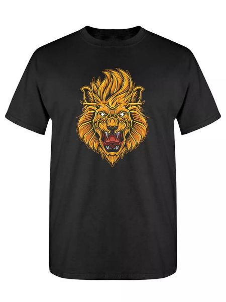 evil lion head mascot tee men's -image by shutterstock, White;black