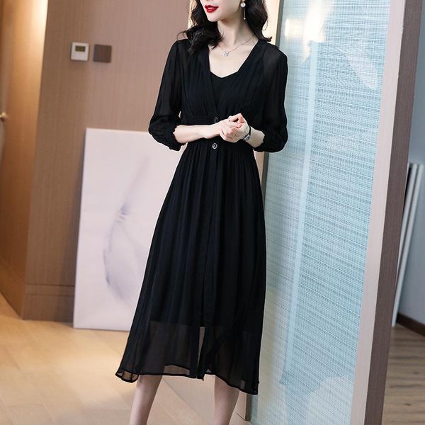 casual dresses black silk dress women's 2021 summer celebrity fashion waist show thin temperament v-neck, Black;gray
casual dresses black silk dress women's 2021 summer celebrity fashion waist show thin temperament v-neck, Black;gray