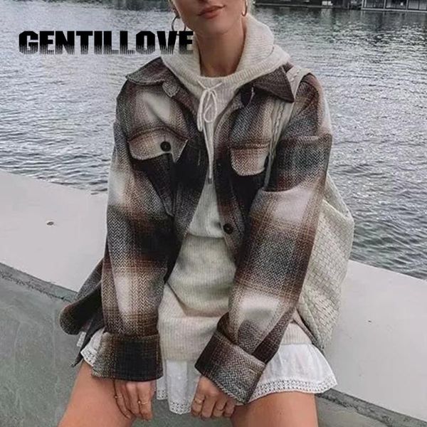 women's jackets high street women spring plaid vintage loose coats casual long sleeve thick female big pocket streetwear overcoats, Black;brown
women's jackets high street women spring plaid vintage loose coats casual long sleeve thick female big pocket streetwear overcoats, Black;brown