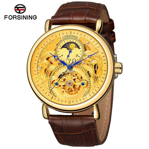 wristwatches forsining quality tourbillon men's wristwatch moon phase automatic watches mechanical male clock montre homme, Slivery;brown
wristwatches forsining quality tourbillon men's wristwatch moon phase automatic watches mechanical male clock montre homme, Slivery;brown
