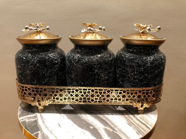 storage bottles & jars 3 piece kitchen procelain hand painted black white colour marble design metal flower rice flour
storage bottles & jars 3 piece kitchen procelain hand painted black white colour marble design metal flower rice flour