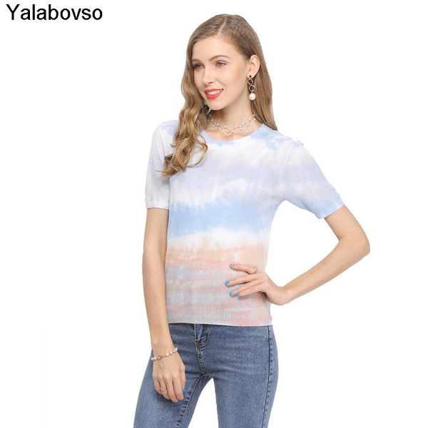 women's t-shirt summer tshirts fashion tie dyed printing thin soft short sleeve loose o neck casual comfortable tee knitted, White
women's t-shirt summer tshirts fashion tie dyed printing thin soft short sleeve loose o neck casual comfortable tee knitted, White