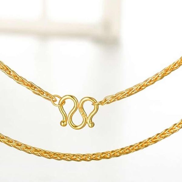 chains solid pure 999 24k yellow gold necklace women wheat link chain p6281, Silver
chains solid pure 999 24k yellow gold necklace women wheat link chain p6281, Silver