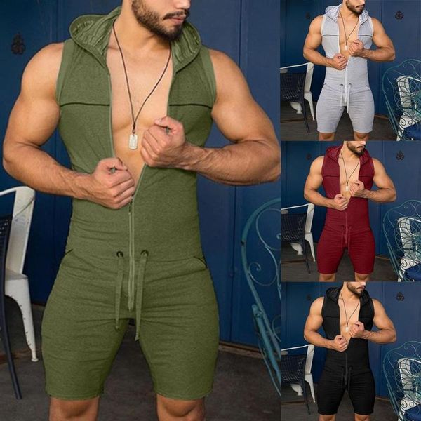 summer men casual solid color sleeveless jumpsuit pockets short pants hooded romper with male fashion rompers men's, Black
summer men casual solid color sleeveless jumpsuit pockets short pants hooded romper with male fashion rompers men's, Black