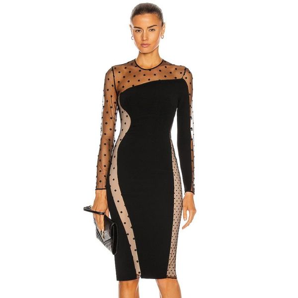 casual dresses women autumn long sleeve mesh dot black midi bodycon bandage dress 2021 elegant evening party vestido, Black;gray
casual dresses women autumn long sleeve mesh dot black midi bodycon bandage dress 2021 elegant evening party vestido, Black;gray