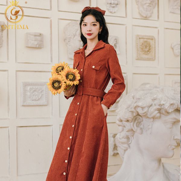 autumn and winter full sleeve women solid turn-down collar corduroy dresses vintage elegant long vestidos 210520, Black;gray
autumn and winter full sleeve women solid turn-down collar corduroy dresses vintage elegant long vestidos 210520, Black;gray