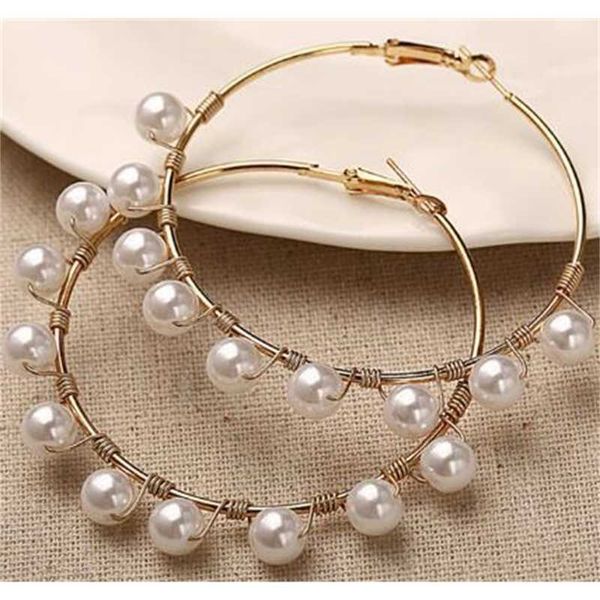 9-piece pearl winding earrings pearl series temperament personality pearl big ring earrings, Golden
9-piece pearl winding earrings pearl series temperament personality pearl big ring earrings, Golden