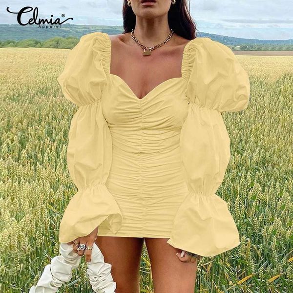 dresses celmia 2021 fashion puff sleeve elegant mini dress women square collar slim sundress summer tight pleated party vestidos, Black;gray
dresses celmia 2021 fashion puff sleeve elegant mini dress women square collar slim sundress summer tight pleated party vestidos, Black;gray