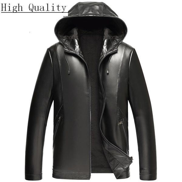 men's leather & faux real sheepskin coat genuine jacket hooded spring autumn short motorcycle y-1-a18-23 kj1561, Black
men's leather & faux real sheepskin coat genuine jacket hooded spring autumn short motorcycle y-1-a18-23 kj1561, Black