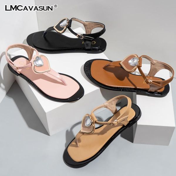 2021 heart-shaped rhinestone design women sandals flat, Black