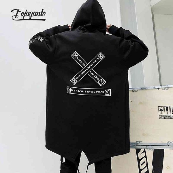 fojaganto men's autumn new hooded mid-length trendy windbreaker pure color hip-hop high stre loose cardigan et men, Black
fojaganto men's autumn new hooded mid-length trendy windbreaker pure color hip-hop high stre loose cardigan et men, Black
