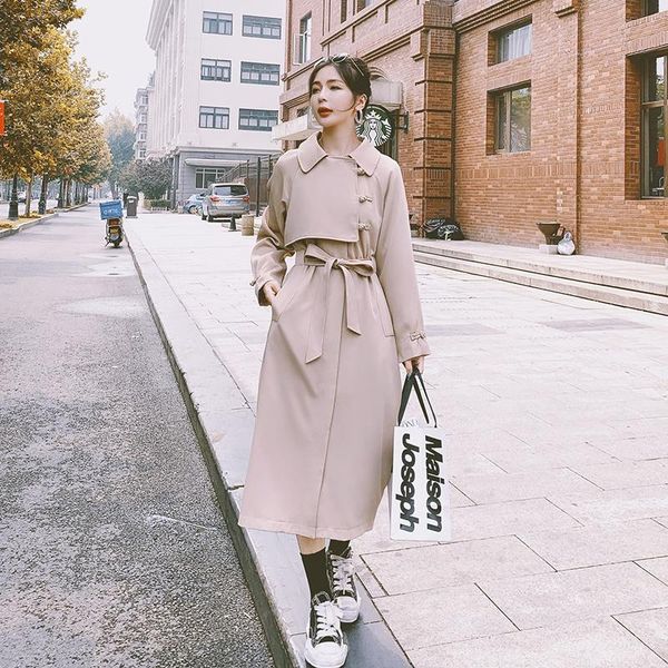 women's trench coats coat female loose korean long spring autumn fashion ladies cloak stitching lapel high-quality lining windbreaker, Tan;black
women's trench coats coat female loose korean long spring autumn fashion ladies cloak stitching lapel high-quality lining windbreaker, Tan;black