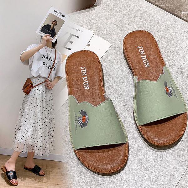 slippers women's soft leather flat summer style non-slip tendon bottom beach shoes sandals outer wear fashion, Black
slippers women's soft leather flat summer style non-slip tendon bottom beach shoes sandals outer wear fashion, Black
