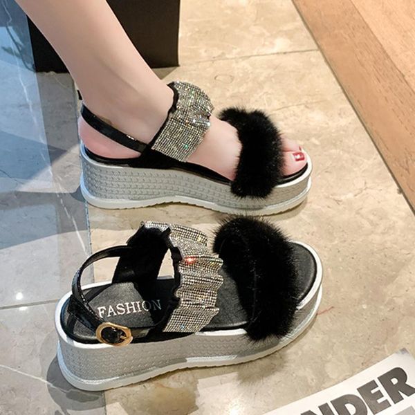 sandals fluffy faux fur wedges for women summer luxury crystal ankle strap platform shoes woman white chunky lady, Black
sandals fluffy faux fur wedges for women summer luxury crystal ankle strap platform shoes woman white chunky lady, Black