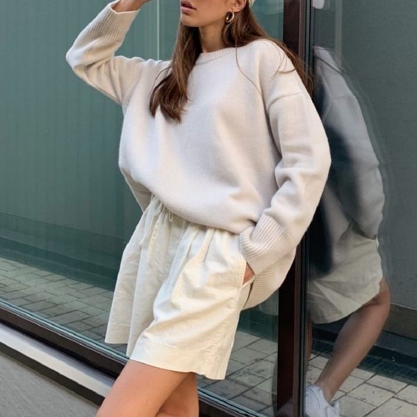 elegant women's sweater o-neck loose soft autumn winter pullover long sleeve jumpers minimalist oversize solid knitted sweaters 210521, White;black
elegant women's sweater o-neck loose soft autumn winter pullover long sleeve jumpers minimalist oversize solid knitted sweaters 210521, White;black