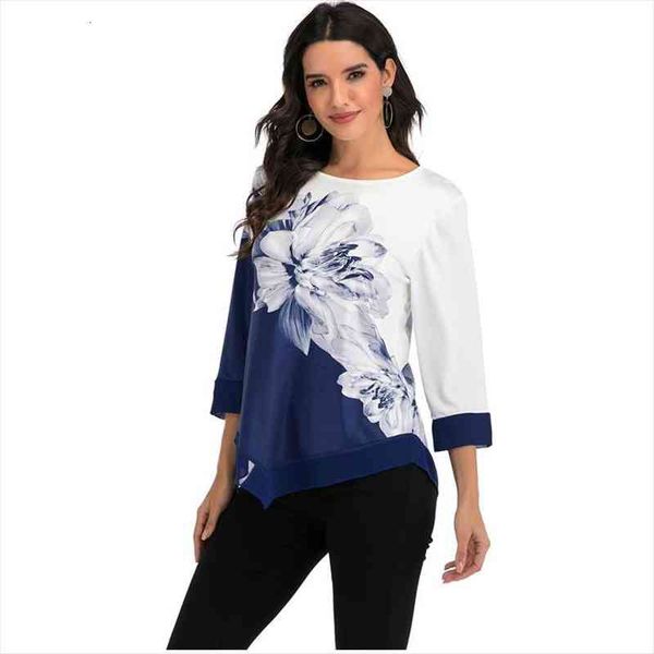 shirt women spring summer printing blouse 3 4 sleeve casual hem irregularity female fashion shirt plus size, White
shirt women spring summer printing blouse 3 4 sleeve casual hem irregularity female fashion shirt plus size, White