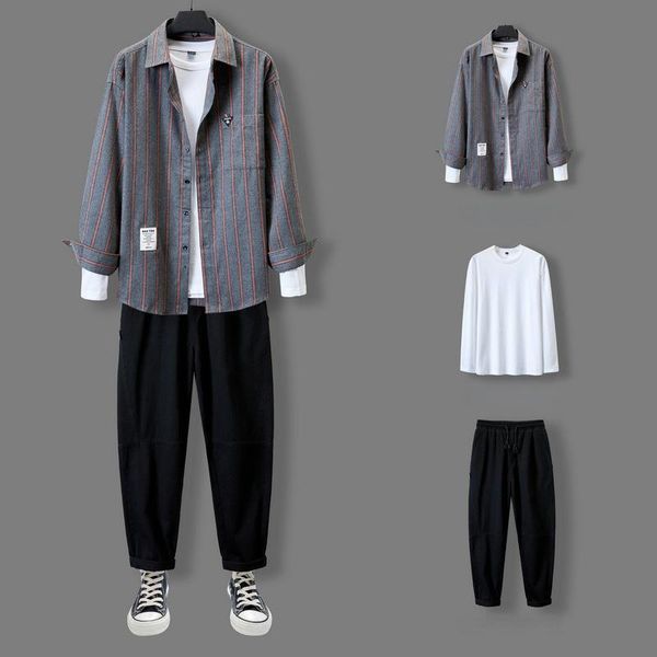 men's tracksuits 3-piece set / sweatpants trend spring and autumn with casual pants, Gray
men's tracksuits 3-piece set / sweatpants trend spring and autumn with casual pants, Gray