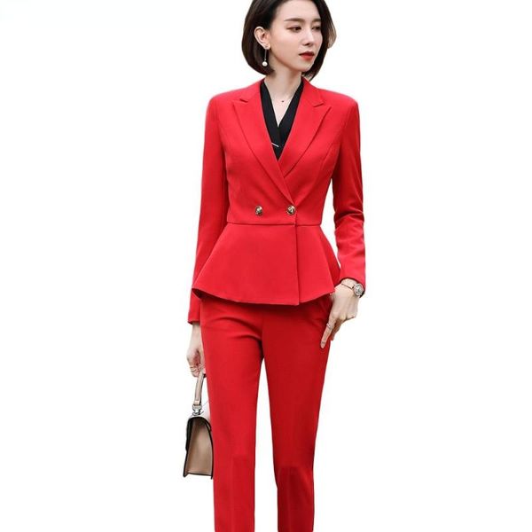 women's two piece pants fashion 2021 winter formal slim pant suit office ladies work wear sets red white black blazer and set for women
women's two piece pants fashion 2021 winter formal slim pant suit office ladies work wear sets red white black blazer and set for women