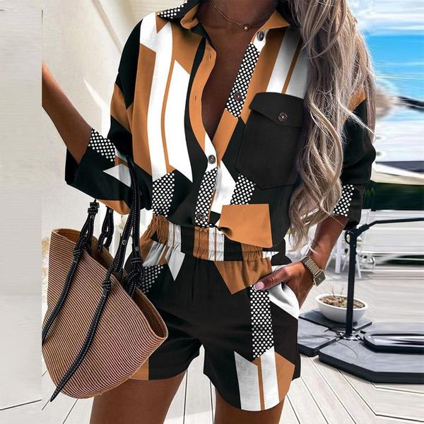 women's tracksuits ladies 2-piece suit fashion printed shirt trouser casual shorts slim-fit trousers two-piece women, Gray
women's tracksuits ladies 2-piece suit fashion printed shirt trouser casual shorts slim-fit trousers two-piece women, Gray