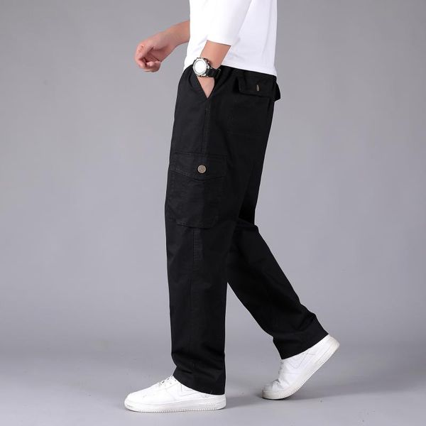 men's pants relaxed fit washed twill casual cotton pant classic flap pocket cargo with elastic waistband big and tall trousers, Black
men's pants relaxed fit washed twill casual cotton pant classic flap pocket cargo with elastic waistband big and tall trousers, Black