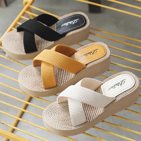 slippers summer leisure women faux hemp sole thick platform wedges heel lightweight casual outdoor beach slides ladies shoes 416n, Black
slippers summer leisure women faux hemp sole thick platform wedges heel lightweight casual outdoor beach slides ladies shoes 416n, Black